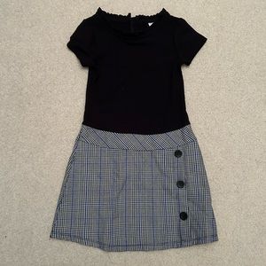 wonder nation dress plaid houndstooth black purple white size XS 4-5
